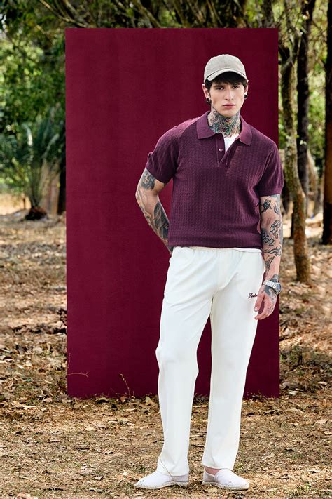 Buy Men's Bordeaux Burgundy Textured Relaxed Fit Polo T-Shirt Online ...
