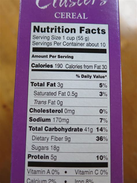 Raisin Bran Cereal Nutrition Facts Label | Nutrition facts label ...