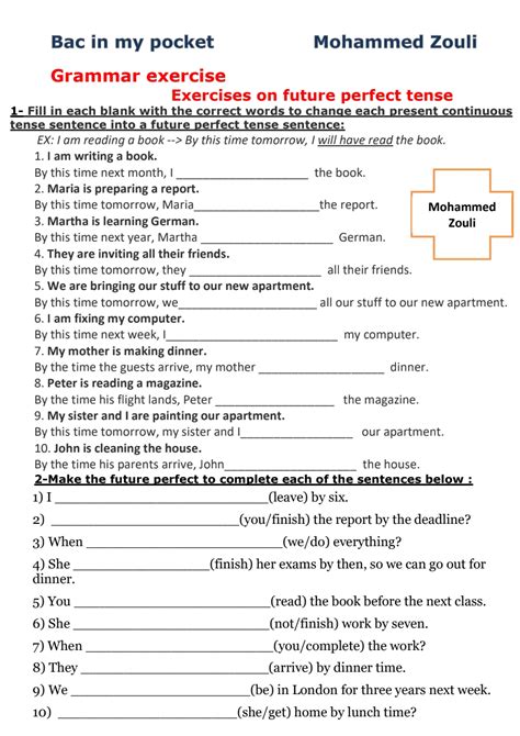 Future Perfect Practice Worksheets 的图像结果