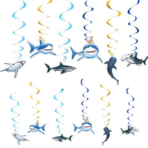 Buy WERNNSAI Shark Party Hanging Swirls – 24 PCS Shark Party Supplies ...