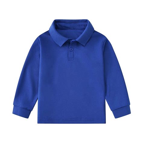 fatyb Kids Long Sleeve Shirts with Collar Boys Girls Cotton Tops Solid ...