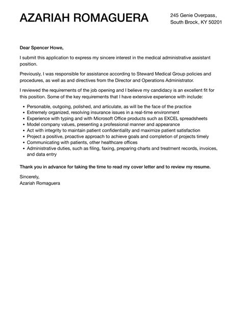 Cover Letter For Medical Admin Job at Jason Lindstrom blog