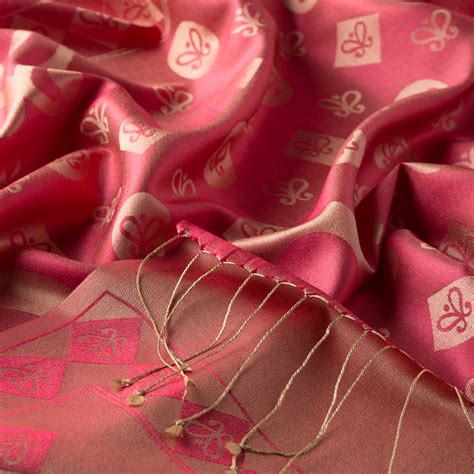 Coral Semi Monogram Print Silk Scarf | Ipekevi