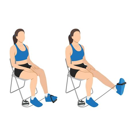 Woman doing Resistance band seated leg extensions exercise. 32405254 ...
