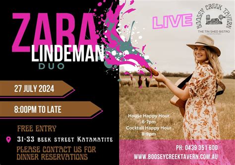 Live @ BCT - Zara Lindeman Duo, Boosey Creek Tavern & The Tin Shed ...