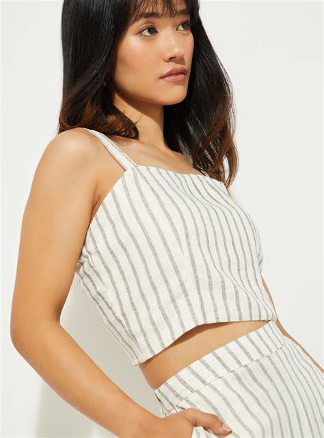 Buy ALAYA F x URB_N Women Striped Crop Top Online at just Rs. 599.0 ...
