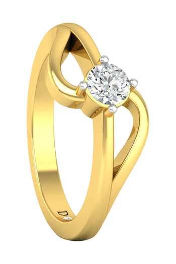 Buy Yellow Imitation Diamonds 18kt Gold Wave Solitaire Ring by Divine ...