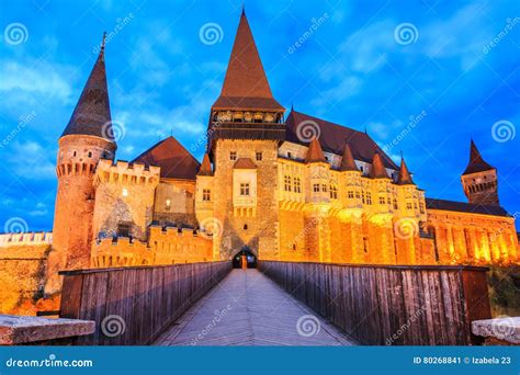 Corvin`s Castle in Hunedoara, Romania. Stock Image - Image of columns ...