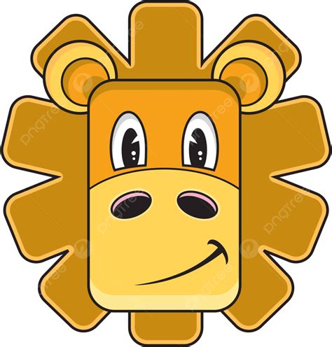 Cute Cartoon Lion Head King Of The Jungle Lion Illustration Vector ...