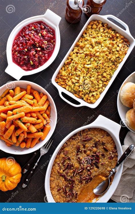 All Traditional Thanksgiving Side Dishes Stock Photo - Image of ...