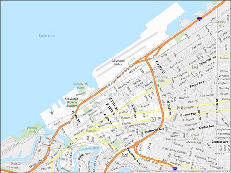 Street Map Of Downtown Cleveland Ohio | Maps Of Ohio