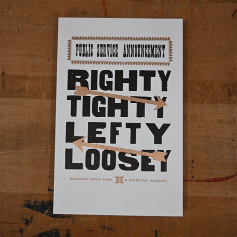 Original Print: Righty Tighty Lefty Loosey – Hamilton Wood Type Museum