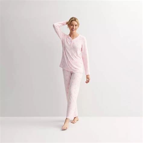 Women's Croft & Barrow® Long Sleeve Textured Knit Pajama Top & Pajama ...