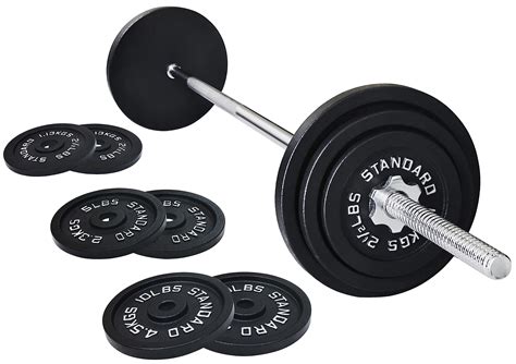 Signature Fitness Cast Iron Standard Weight Plates Including 5FT ...