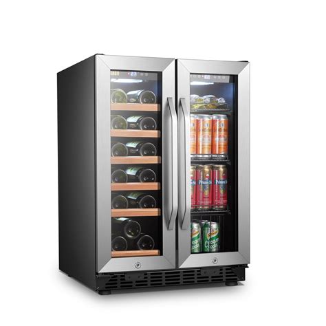 Lanbo 24 inch 18 Bottle 55 Cans Under Counter Dual Zone Wine Cooler ...