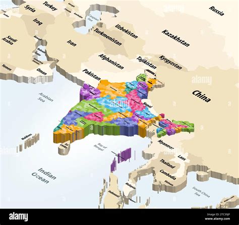 India municipalities map with neighbouring countries and territories ...