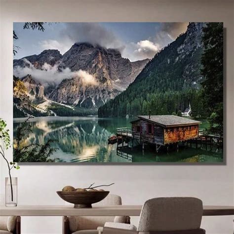 Framed Lake Water Natural Scenery Pictures, Oil Paintings, Wall Art ...