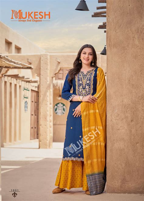 MUKESH RANG RASIYA RAYON FANCY WORKS READY MADE LADIES SHARARA SUITS AT ...