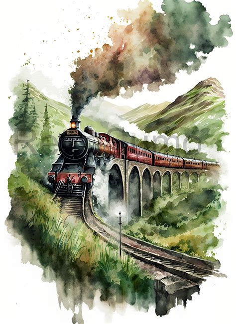 Harry potter wall art hogwarts express watercolor painting – Artofit