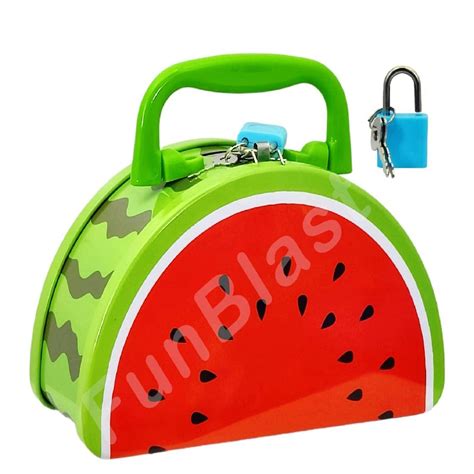 Piggy Bank - Money Saving Tin Coin Bank with Lock and Key, Fruit Shape ...
