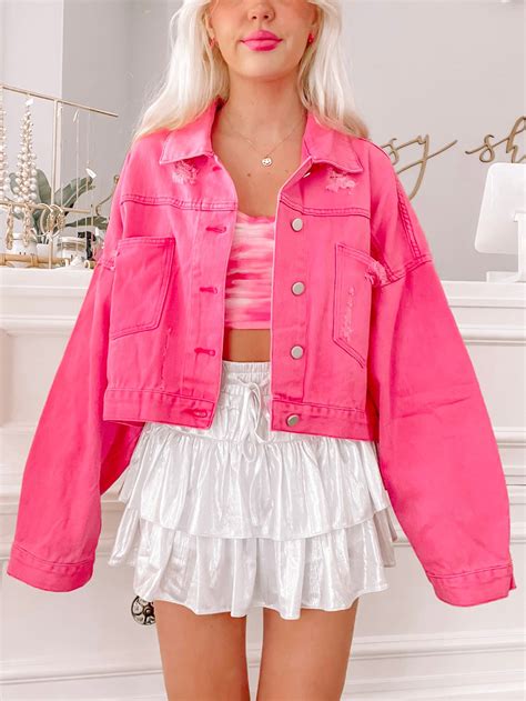 Cowgirl Cutie Pink Denim Jacket | Pink denim jacket, Pink jacket outfit ...