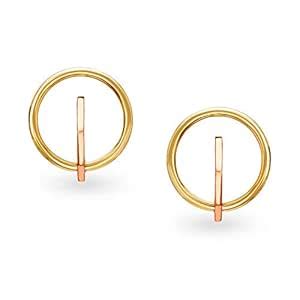 Mia by Tanishq 14KT 2 Colour Gold Stud Earrings for Women : Amazon.in ...