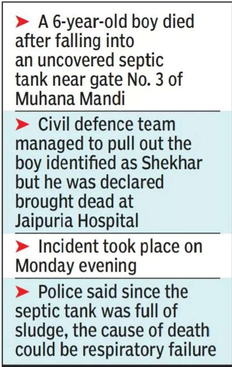 Jaipur: 6-year-old kid falls into open septic tank, dies | Jaipur News ...