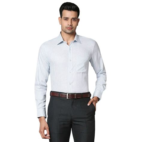Raymond Men Blue Structured Contemporary Fit Cotton Formal Shirt ...