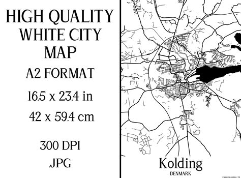 Kolding Denmark White City Map Graphic by Mappingz · Creative Fabrica
