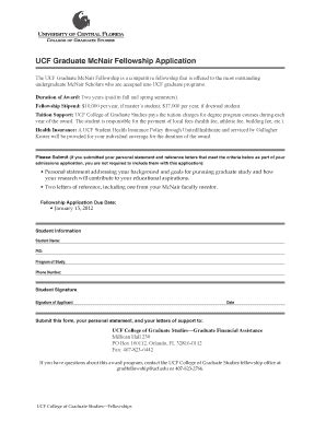 Fillable Online education ucf Graduate McNair Fellowship Fellowships ...