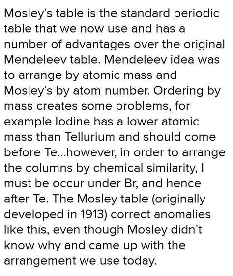 advantage and disadvantage of Henry Moseley periodic table - Brainly.in