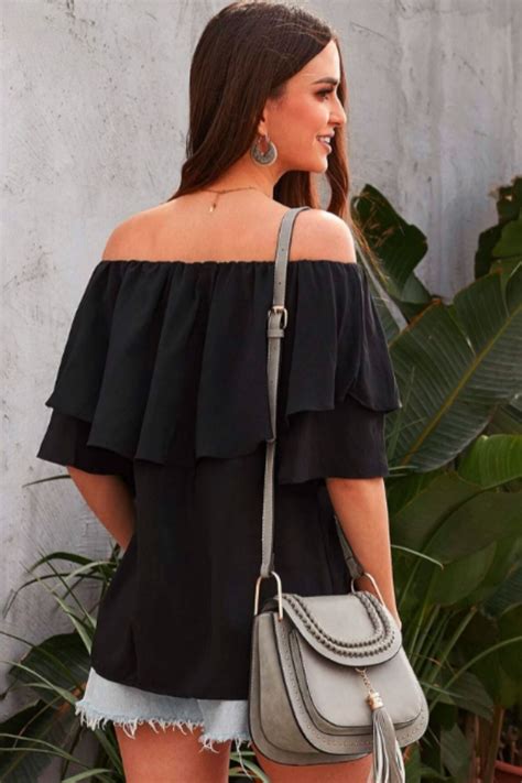Off Shoulder Ruffle Solid Top – Styched Fashion