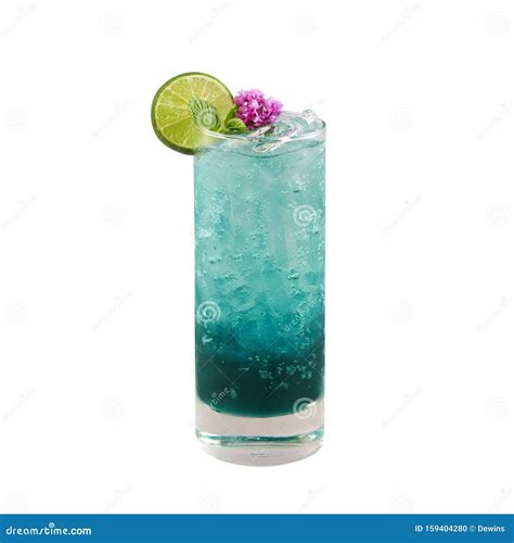Beautiful Blue Color Cocktail with Lime Slice, Isolated on White ...