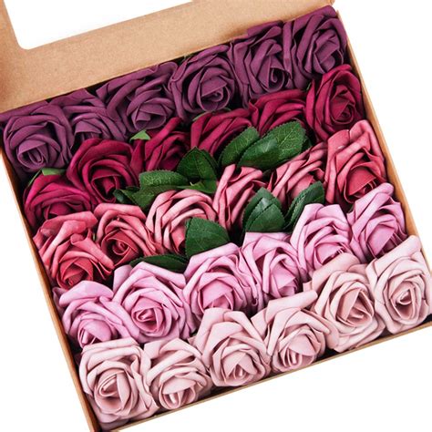 Buy 30pcs Artificial Roses Flowers Real Touch Foam Fake Roses Bulk with ...