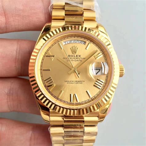 Replica Rolex Day Date 40mm Full Yellow Gold Watch From CR Factory ...