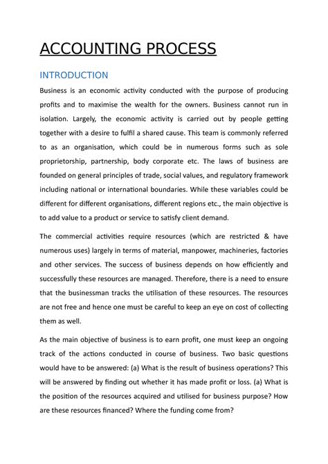 Accounting Process - Lecture notes 1 - ACCOUNTING PROCESS INTRODUCTION ...