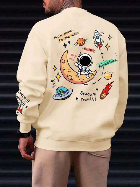 SXV 'SPACE TRAVEL’ Printed Cool Aesthetic Drop Shoulder Oversized Bagg ...