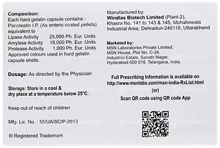 Enzase 25000 Mg Capsule 10 - Uses, Side Effects, Dosage, Price | Truemeds