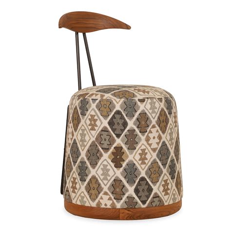 Credu - Teak Dining Chair, Multicolor Printed Fabric | Alankaram