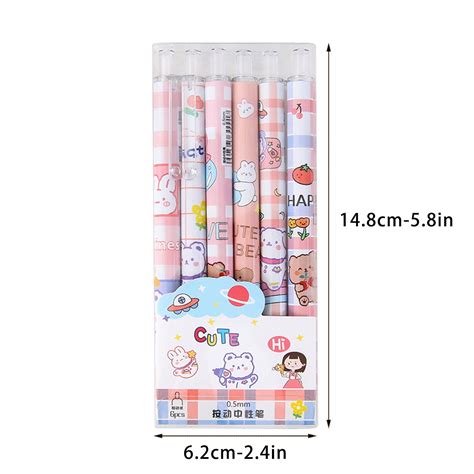 Buy Cartoon 6 Boxed Press Gel Pen Press Type Office Pen Student Test ...