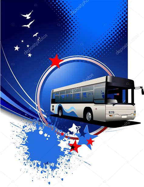 Blue dotted background with city bus image illustration — Stock Photo ...