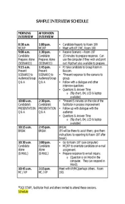 Interview Schedule Example 的图像结果