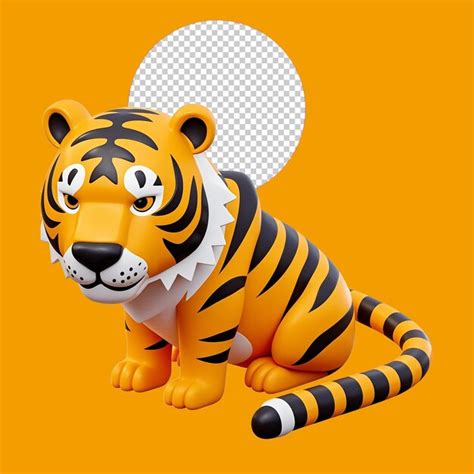A 3d tiger figure with a white tiger on its back | Premium AI-generated PSD