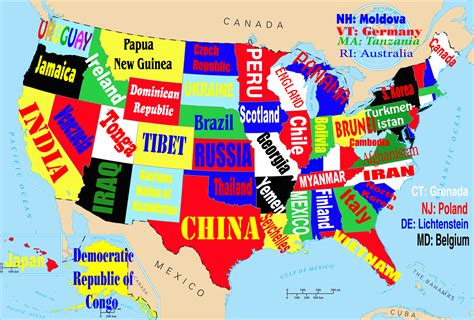 This Map Shows The United States If Each State Were Named For The Most Similar Foreign Country ...