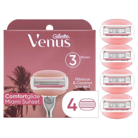 Venus ComfortGlide 3 Miami Sunset Women's Razor Blade Refills 4 Count ...