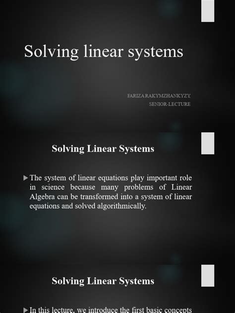 Image result for Solving Linear Systems