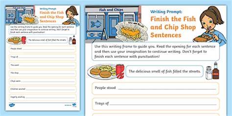 Writing Prompt: Finish the Fish and Chip Shop Sentences