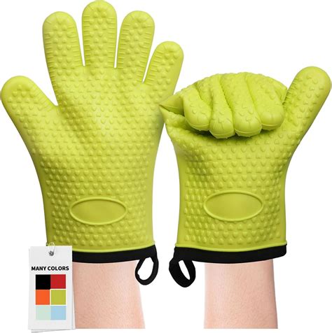 2pc Silicone Oven Mitts Heat Resistant 500 Degrees,Waterproof & Non ...