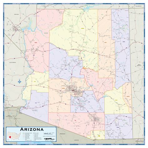 Arizona Counties Wall Map | Maps.com.com