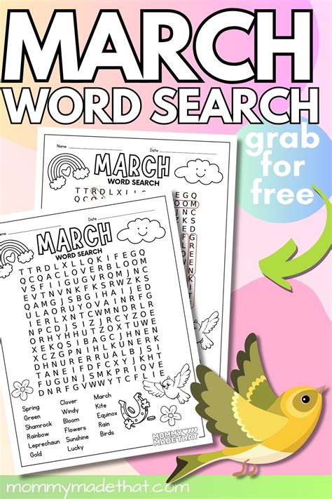 March Word Search (Free Printable)